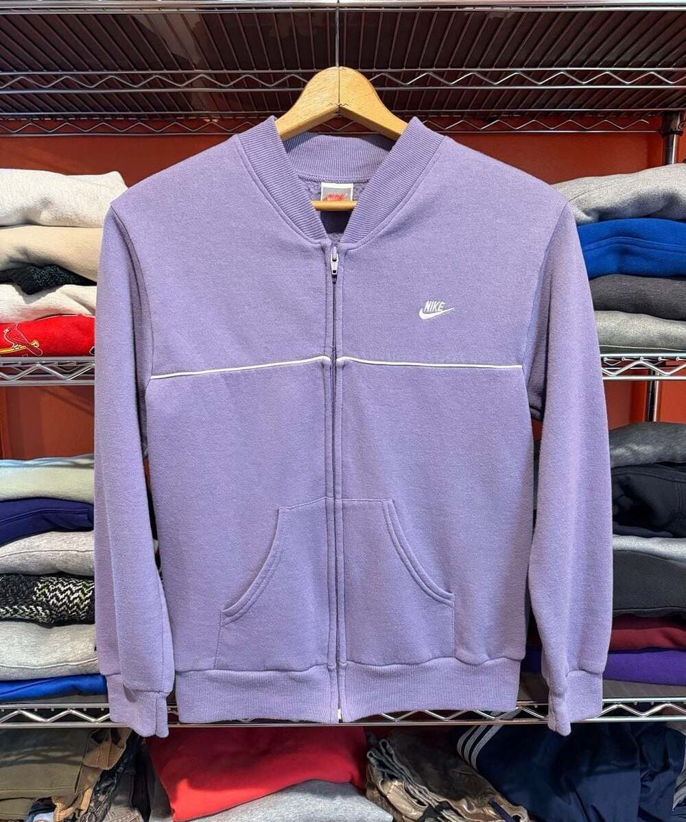 Vintage 90s Nike Purple Full Zip Track Jacket With White Piping Medium USA Made